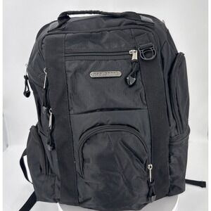 Large EASTPORT Black Backpack Zipper Multi Pockets & Laptop Sleeve/Pocket